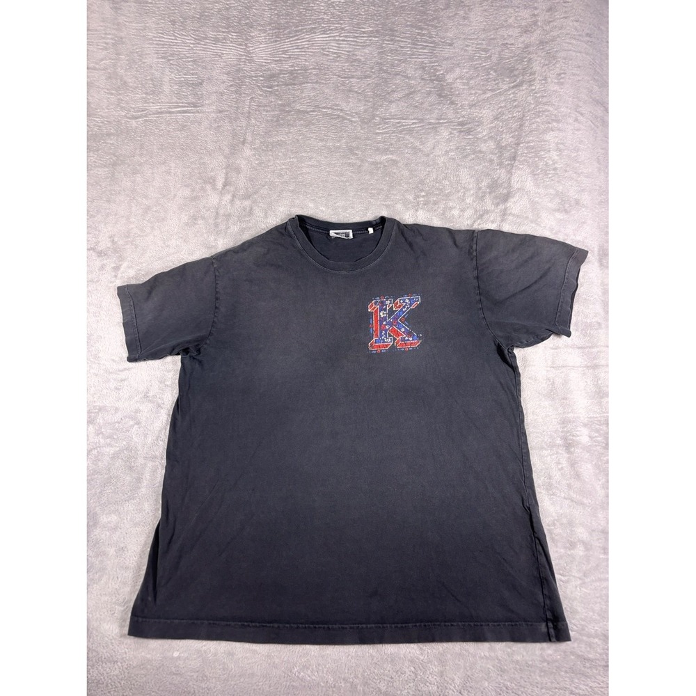 Kith T-Shirt Mens L Black Crew Neck Short Sleeve Faded K Graphic